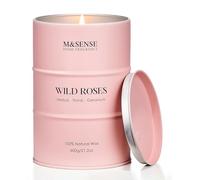 M&SENSE Rosa Silvestre Velas Aromáticas de Soja, Regalo Aniversario Mujer y Profesores, Decoracion Baño Bienestar y Relax, Vela Perfumada Noble de Larga Duración en Lata de Metal Estilo Vintage 120h
