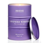 M&SENSE Susurro de Lavanda Velas Aromáticas 600g, Regalo San Valentín y Navidad, Decoracion Dormitorio Relajante Anti estrés para Dormir, Vela de Aromaterapia Natural en Lata de Metal Gigante 120h