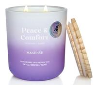 M&SENSE Vela aromática de lavanda ámbar (400 g, 80 h) - Vela de aromaterapia de cera de soja natural para aliviar el estrés, spa y meditación