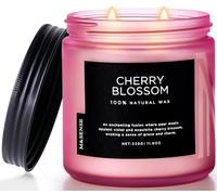 M&SENSE Vela de Primavera con aroma a Flor de Cerezo, Velas de Soja 70 Horas 330g, Vela de Aromaterapia para Aliviar el Estrés, Regalo Romántico para Mujer, Decoración de Dormitorio