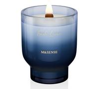 M&SENSE Vela en tarro grande de soja natural de 16 onzas con mecha de madera, aroma a lino fresco, 95 horas de combustión y combustión duradera, regalo de inauguración de la casa para hombres y