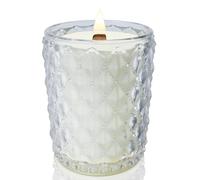 M&SENSE Vela perfumada grande para tarta cremosa de vainilla, vela crujiente con mecha de madera, 500 g, 100 horas de duración, cera de soja en tarro de cristal, vela de lujo regalo para hombres y