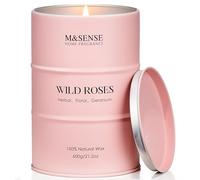 M&SENSE Vela perfumada grande Wild Rose de 600g con fragancia a rosa silvestre, 130 horas de duración, no tóxica, para mujeres, decoración del hogar para cualquier ocasión