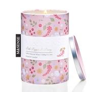 M&SENSE Vela perfumada - Peonía de pimienta rosa (320 g 70 h de combustión), vela de cera de soja natural, libre de contaminantes, combustión limpia, ideal para el hogar, bienestar y regalo