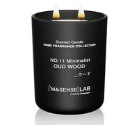 M&SENSE Velas de soja 470 g de vidrio, madera de Oud, combustión 110h, cera de soja natural no tóxica, doble mecha de algodón, aromaterapia relajante, regalo de lujo para mujeres y madres