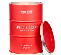 M&SENSE Velas perfumadas Apple Berry en tarro Velas de otoño 600 g 130 horas de combustión lenta Velas perfumadas no tóxicas con aroma floral y afrutado agradecimiento para mujer