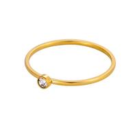 M&T 2015 Anillo de acero inoxidable chapado en oro de 18 quilates con piedra natal, impermeable, hipoalergénico, no se deslustra, abril, Acero inoxidable, Circonita cúbica