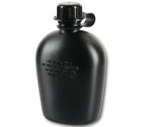 M-Tac Cantina de agua militar de 34 onzas - Botella de agua del ejército de 1 L para viajes al aire libre camping senderismo (negro)