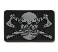 M-Tac Parche táctico de calavera para barba, parche de moral militar para equipo, chaquetas, mochilas y sombreros, cierres de gancho para ropa y equipo táctico (negro/gris)