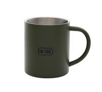 M-Tac Taza térmica de acero inoxidable de 250 ml, aislamiento de doble pared, taza de camping con recubrimiento en polvo, resistente y ligera, para senderismo, bushcraft, caza, militar, verde oliva
