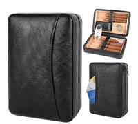 M TIME C CLUB Humidificador de cigarros, Cuero de Estuche para Puros, Cortador de Puros, Caja humidora portátil de Viaje con humidificador