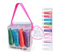 M&U MAKE YOU UP M&U - Juego de 12 brillos de labios con bolsa de transporte, varios sabores, hidratantes y brillantes
