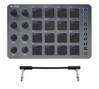M-VAVE SMC-PAD Controlador MIDI, almohadillas MIDI portátiles inalámbricas Bluetooth con almohadillas sensibles a la velocidad, Beat Maker, cable de audio blanco de 6.35 mm (gris)