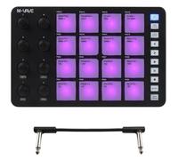 M-VAVE SMC-PAD Controlador MIDI, almohadillas MIDI portátiles inalámbricas Bluetooth con almohadillas sensibles a la velocidad, Beat Maker, cable de audio blanco de 6.35 mm (negro)
