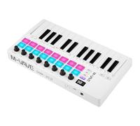 M-VAVE Teclado Controlador MIDI, 25 teclas táctiles teclado mejorado, portátil recargable, de almohadilla RGB, SMK-25II, blanco, batería incorporada