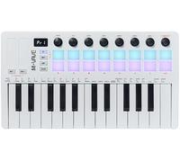 M-VAVE Teclado MIDI de 25 teclas, 16 teclas retroiluminadas, creador de ritmos profesional y teclado para producción de música, batería integrada, conexión inalámbrica, color blanco, MIDI 16 PADS