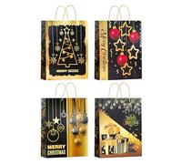 M&W DasDesign Juego de 12 bolsas de papel de regalo con 4 diseños, ideales para regalos de Navidad, bolsas de Navidad con asas, bolsas de regalo grandes, 40 x 31 x 12 cm (alto x ancho x profundidad)
