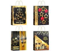 M&W DasDesign Juego de 12 bolsas de papel de regalo con 4 diseños, ideales para regalos de Navidad, bolsas de Navidad con asas, bolsas de regalo grandes, 32 x 26 x 10 cm (alto x ancho x profundidad)