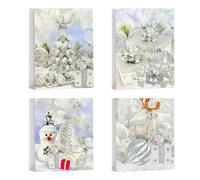 M&W DasDesign - Juego de 12 bolsas de regalo de Navidad grandes con 4 elegantes diseños (3 de cada diseño) con efecto de purpurina para un brillo festivo, ideal para regalos de Navidad