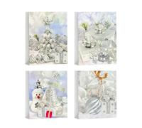 M&W DasDesign - Juego de 12 bolsas de regalo de Navidad grandes con 4 elegantes diseños (3 de cada diseño) con efecto de purpurina para un brillo festivo, ideal para regalos de Navidad
