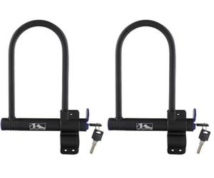 M-Wave 170421.0 Candado Rígido con Llave, Unisex Adulto, Negro, 13 mm (Paquete de 2)