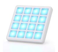 M-WAVE Almohadillas controladoras MIDI inalámbricas, 10 x 10 cm, 0,1 kg, controlador MIDI USB portátil Bluetooth con almohadillas de batería de 16 MPC, Repetición de nota, botones de nivel completo