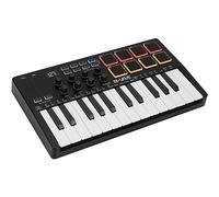 M-Wave Controlador de teclado MIDI USB de 25 teclas con 8 almohadillas de batería retroiluminadas, Bluetooth semipesado, teclado dinámico profesional, 8 perillas y producción musical, software