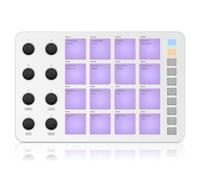 M-WAVE Controlador MIDI inalámbrico, controlador MIDI USB portátil Bluetooth con 16 almohadillas de batería MPC, 8 perillas asignables, repetición de notas, botones de nivel completo, batería