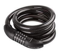 M-Wave DS 20.18 - Candado de Cable en Espiral, Negro, diámetro 20 x 1.800 mm