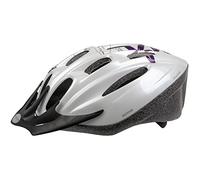 M-Wave, Ventura, Casco de Bicicleta, para Mujer, Blanco con Flores, Todo el año, Mujer, Color Blanco y Morado, tamaño Large
