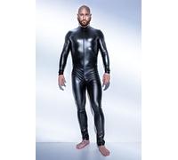M-XXXL Mono negro brillante de charol con cremallera abierta Entrepierna látex Catsuit Spandex monos Clubwear, negro, XL
