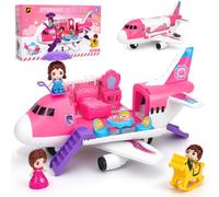 m zimoon Avión Juguete Rosa de Transporte para Niñas con Figuras
