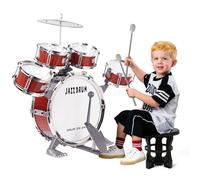 m zimoon Batería de música para niños Kit, Juego Tambor Jazz Junior 5 Tambores con Taburete para Instrumento Musical de Percusión Día Festivo Regalo uguete Educativo por Niños Y Niñas Principiantes