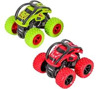 m zimoon Camion Monster Truck, Camión Monstruo Coches 360 Grados de Rotación Juguetes Coche Fricción Vehículos Juguete Cumpleaños para Niños de 3 a 10 Años de Edad(2pcs, Verde Rojo)