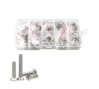 M1.6 M2 .5 M3 M4 M5 Tornillos de cabeza avellanada plana cruzada Juego surtido arandelas y pernos acero inoxidable 304 Caja para Electrónica(M2M2.5M3-250pcs)