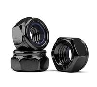 M10-1,5 Tuercas de Seguridad de Nylon, Tuerca Hexagonal Acero Inoxidable 304 Negro, Tuerca Autoblocante DIN98 (20 Piezas)