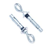 M10 Cáncamo, tornillo de gancho de ojo con espiga de acero expandible, manguito de metal de 12mm y perno de gancho de anclaje de 10x70mm con tuerca hexagonal, para hormigón y piedra (4pcs)