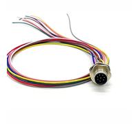 M12 8 Pines Macho Receptáculo del Panel Cable, IP67 Impermeable A código Aviation Conector Cable Montaje Trasero Tipo de Soldadura Conector de Montaje Industria Maquinas Adaptador Cable de 0,2 Metros