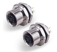 M12 hembra de 4 pines hembra panel hembra sensor de código A panel montaje conector de panel trasero panel hembra electrodo montaje campo IP67 resistente al agua sensor brida hembra brida hembra 2