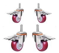 M12 M16 - Ruedas giratorias silenciosas de poliuretano resistentes con freno de 3 pulgadas (75/100/125 mm), ruedas para muebles para carros y estantes, juego de 4 unidades de gran capacidad de carga