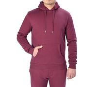 M17 Mens Pullover Hoodie Casual Hooded Sweatshirt Hoody Top Jumper Classic Plain Jacket Long Sleeve with Pocket (L, Burgundy Red, Hombre
