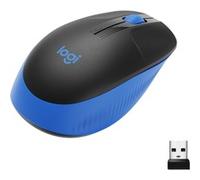 M190 Ratones, Ratón negro/Azul, Ambidextro, Óptico, RF inalámbrico, 1000 DPI, Azul