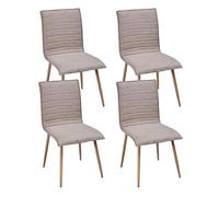 M1C - Pack 4 Sillas de Comedor Milos, Asiento y Respaldo Tapizado Marrón, Patas metálicas Tono Madera, Sillas Estilo Nórdico y Moderno