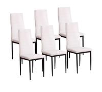 M1C - Pack 6 Sillas de Comedor emi, Sillas Estilo Moderno, Ergonómicas, espaldo y Asiento en Polipiel (Blanco)