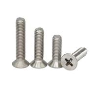 M2 /2.5/3 /4/5 /6/8 * 4 5 8 10 12 20 30-60 GB819 DIN965 316 Tornillo de cabeza avellanada plana con cruz Phillips de acero inoxidable(15Pcs M4x0.7x50)