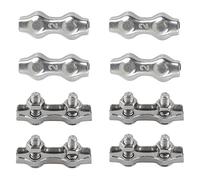 M2 Abrazadera de Cable Dúplex Clips Dúplex Doble Clip de Cuerdas de Alambre Acero Inoxidable 304 para Tendederos de Cables Fijos Patio Colgante Velas de Sol 8pcs