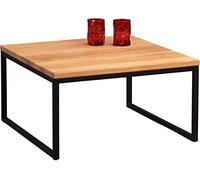 M2 Kollektion 265522 Karolin - Mesa de Centro Cuadrada (Madera de Roble Maciza barnizada, Estructura de Metal Negro, 60 x 60 cm, Altura 35 cm)