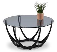 M2 Kollektion Maya 2 Mesa de café, Vidrio Metal, Negro, B/H/T=80x40x80cm