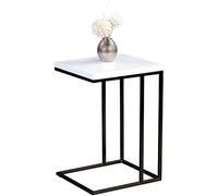 M2 Kollektion Mesa Auxiliar Michi, Estructura de Metal Negro Mate, Placa Decorativa Blanca Brillante, 22 mm