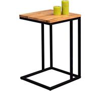M2 Kollektion Mesa Auxiliar Nick, Estructura de Metal Negro Mate, Tapa de Roble Macizo Barnizado, 22 mm